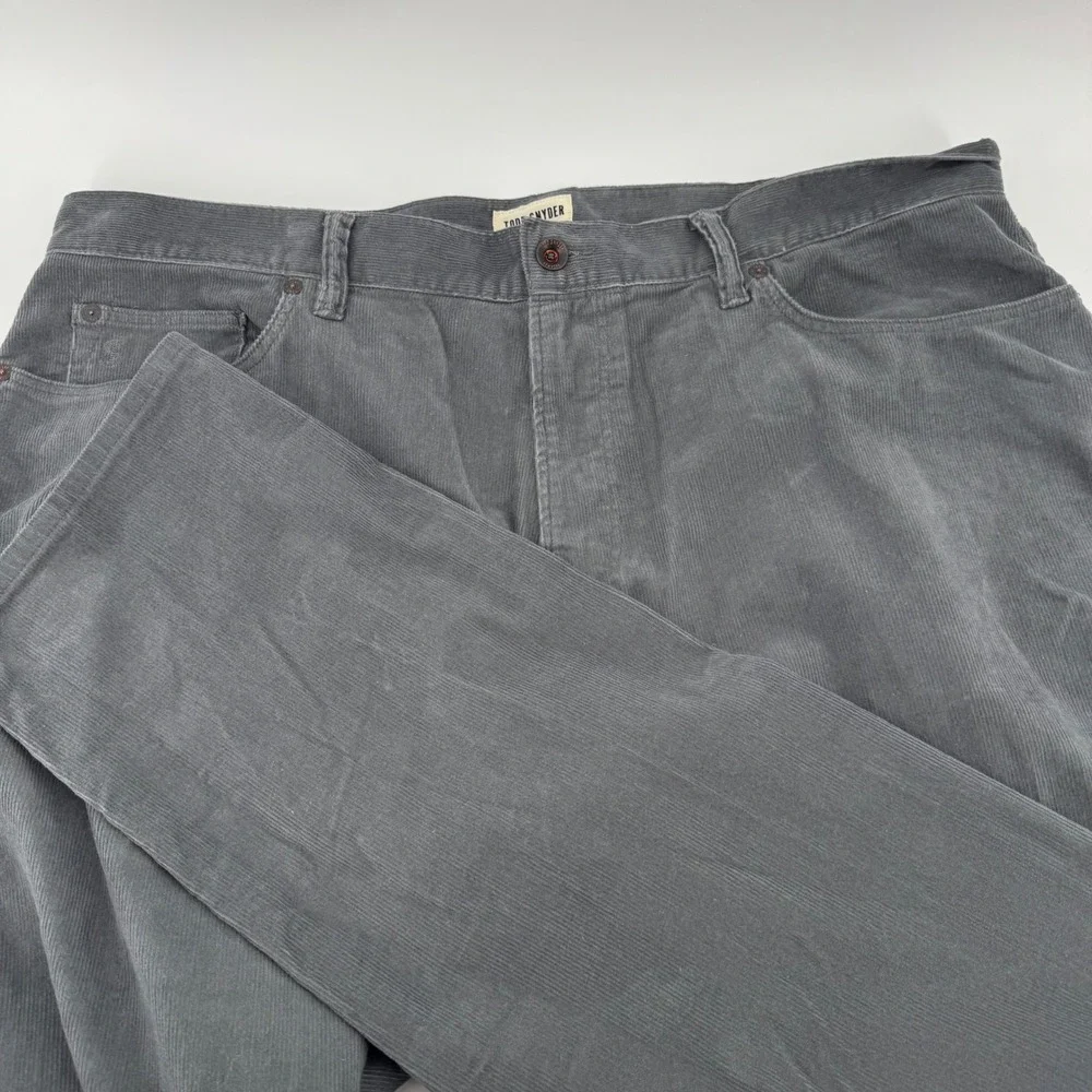 Todd Snyder Mens Slim Fit Corduroy Pants 38x32 Charcoal Grey Stretch 5-Pocket